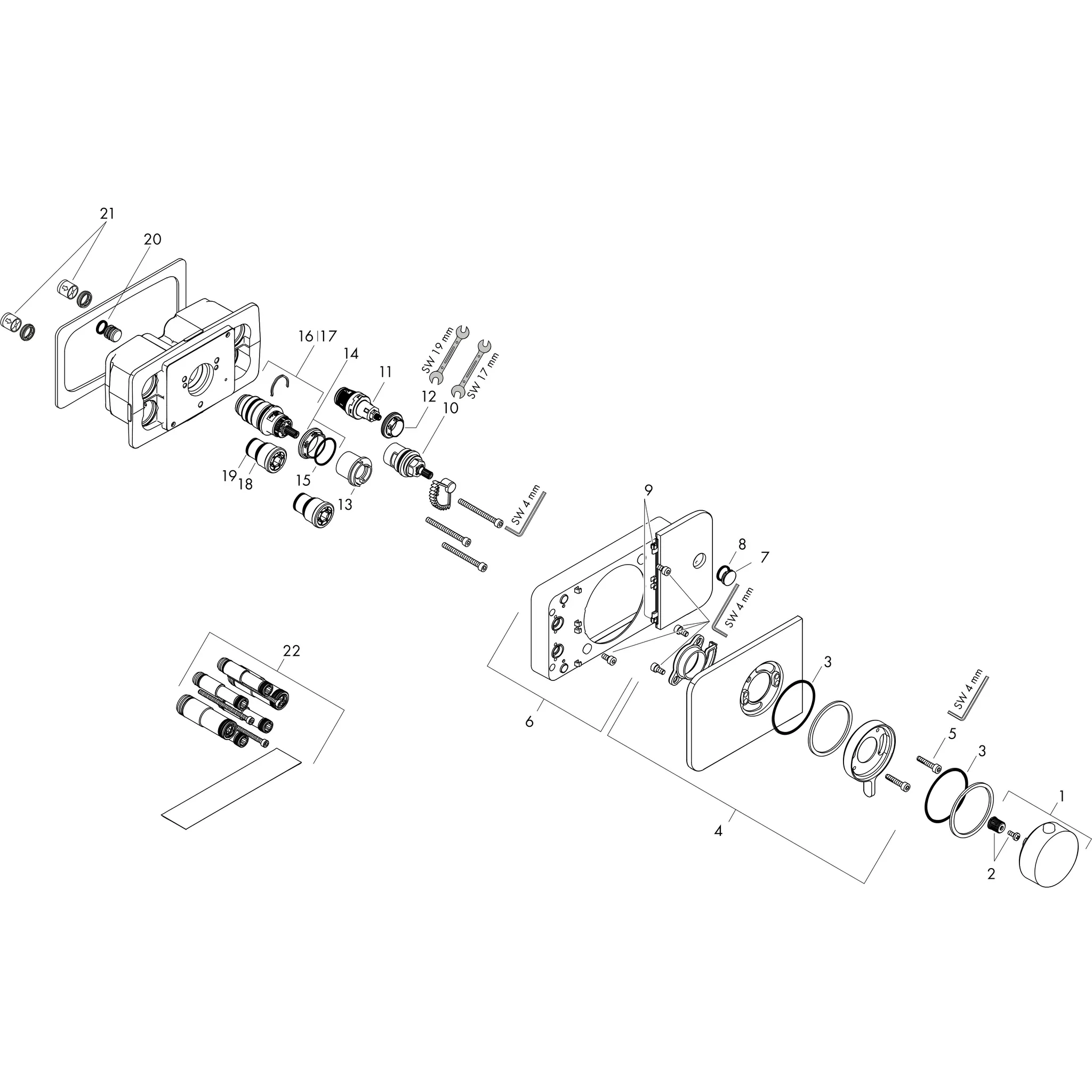 Hansgrohe AXOR One Thermostatmodul Unterputz für 1 Verbraucher, Chrom Hansgrohe AXOR One Thermostatmodul Unterputz für 1 Verbraucher, Chrom