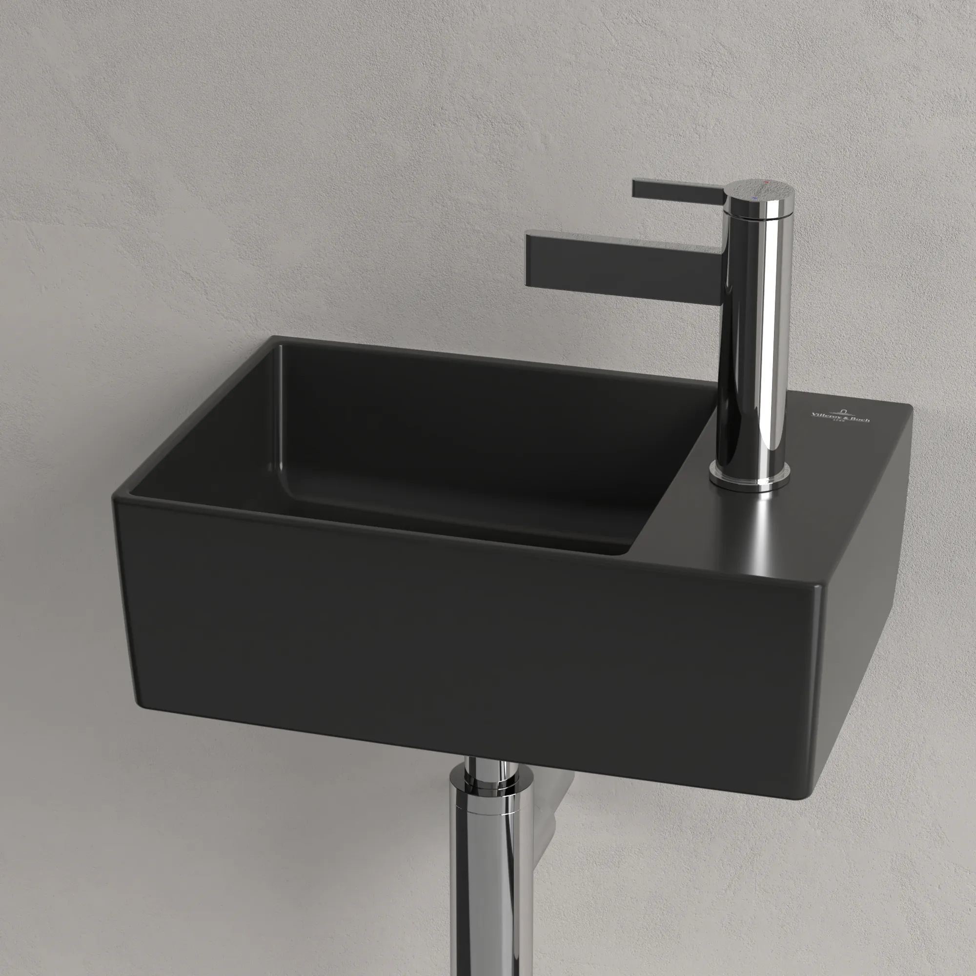 Villeroy & Boch Handwaschbecken aus TitanCeram „Memento 2.0“ 400 × 260 × 111 mm, mit Hahnlochbohrung, Hahnlochposition mittig in Pure Black Villeroy & Boch Handwaschbecken aus TitanCeram „Memento 2.0“ 400 × 260 × 111 mm, mit Hahnlochbohrung, Hahnlochposition mittig in Pure Black
