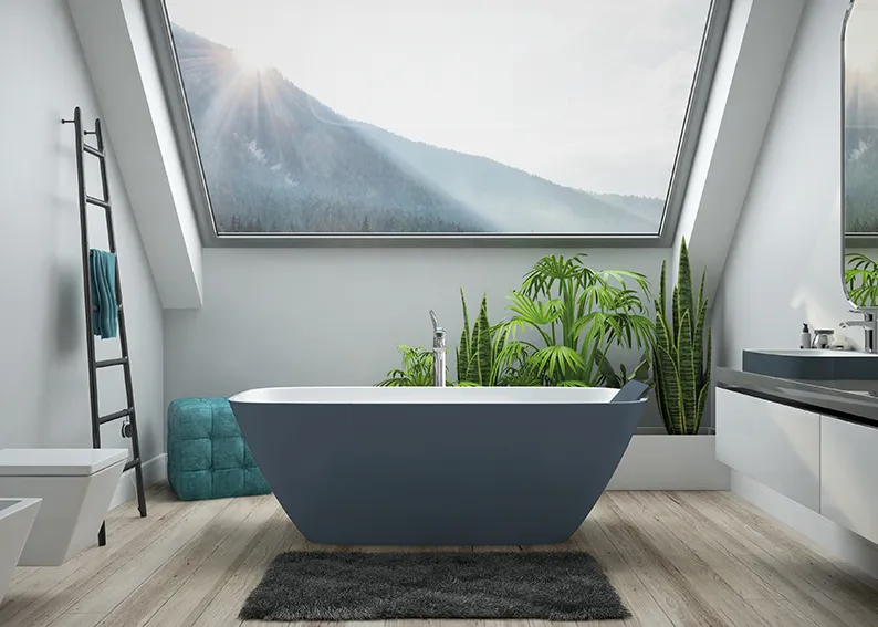Hoesch Badewanne „Lasenia“ freistehend oval 190 × 90 cm in Weiß-Grau Hoesch Badewanne „Lasenia“ freistehend oval 190 × 90 cm in Weiß-Grau