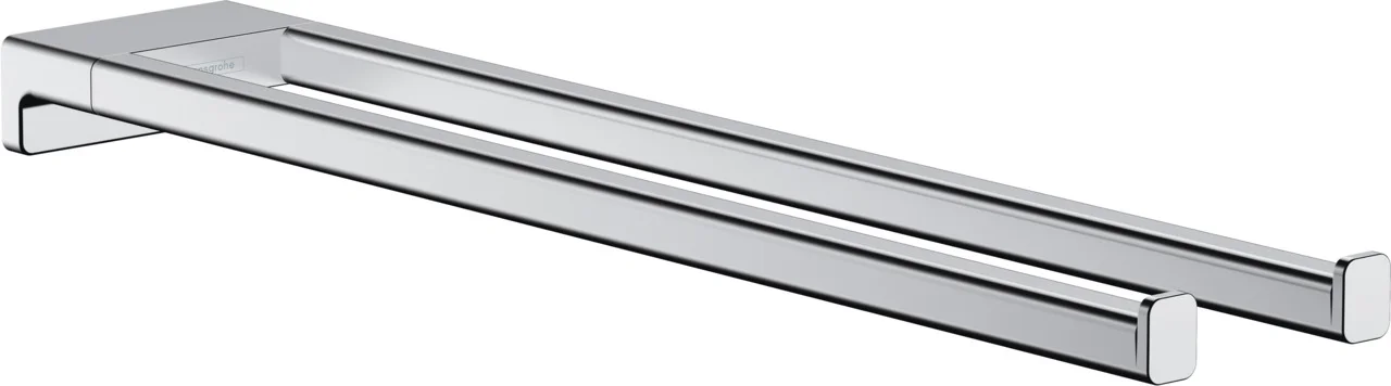 Hansgrohe AddStoris Q Handtuchhalter zweiarmig, Chrom, 445 mm Länge, Wandmontage mit verdeckter Befestigung