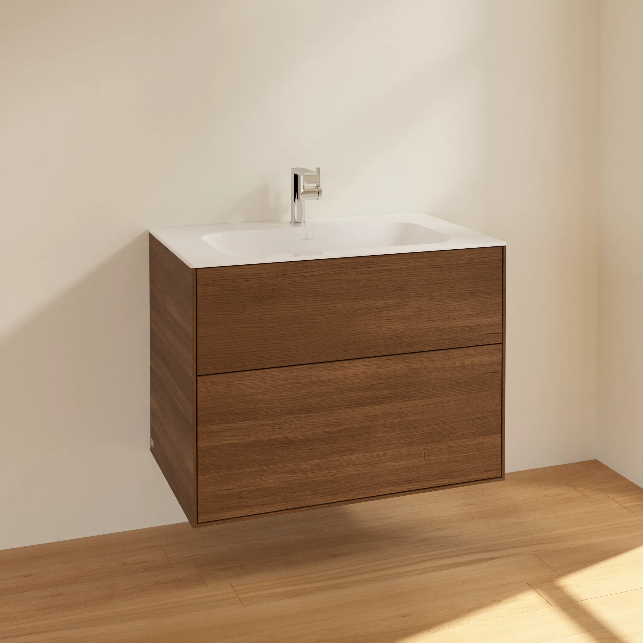 Villeroy & Boch Waschtischunterschrank „Finion“ für Schrankwaschtisch 796 × 591 × 498 mm Walnut Veneer, für Becken mittig
