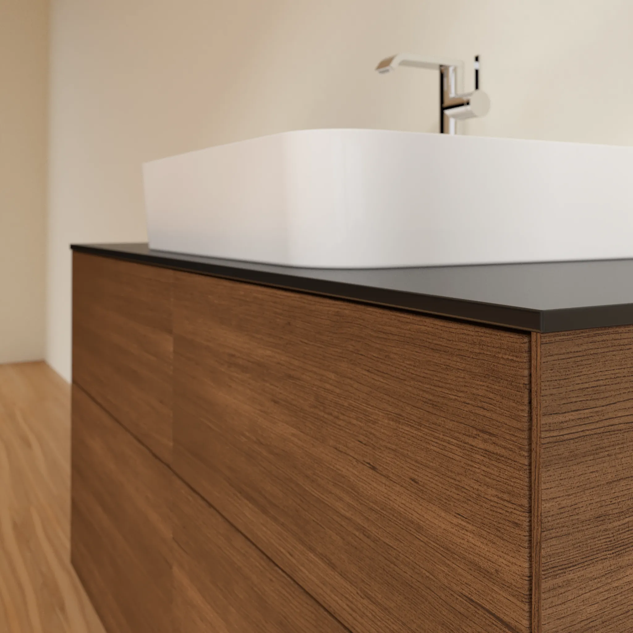 Villeroy & Boch Waschtischunterschrank „Finion“ für Schrankwaschtisch 1200 × 603 × 501 mm Walnut Veneer, für Becken mittig