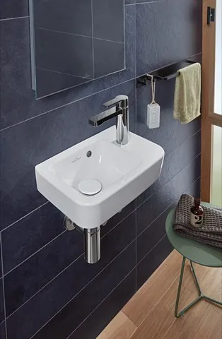 Villeroy & Boch Handwaschbecken „O.novo“ Compact 360 × 250 × 145 mm, Hahnlochposition rechts, für Becken links, mit Hahnlochbohrung in Weiß Alpin Villeroy & Boch Handwaschbecken „O.novo“ Compact 360 × 250 × 145 mm, Hahnlochposition rechts, für Becken links, mit Hahnlochbohrung in Weiß Alpin