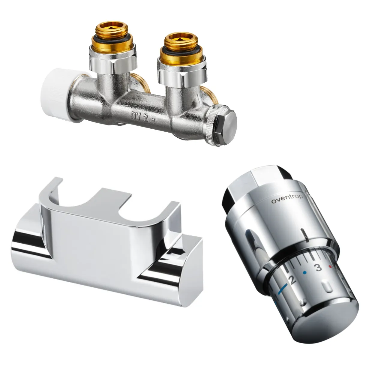 Design in Bad Anschlussgarnitur inkl. Thermostat für Heizkörper mit 50 mm Anschluss Eckform „Multiblock T“ in chrom Farbe: Chrom Design in Bad Anschlussgarnitur inkl. Thermostat für Heizkörper mit 50 mm Anschluss Eckform „Multiblock T“ in chrom Farbe: Chrom