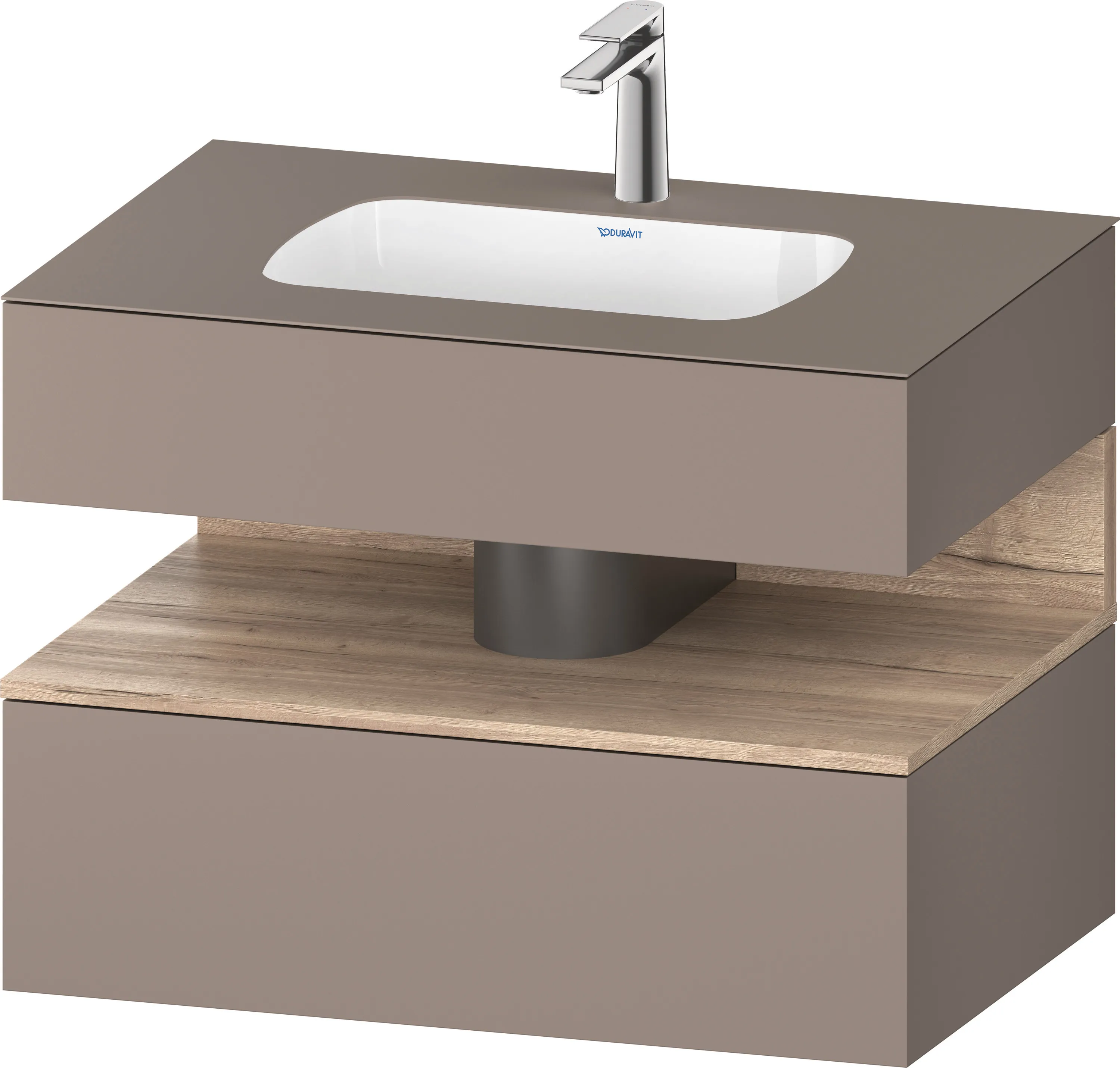 Einbauwaschtisch mit Konsolenwaschtischunterbau „Qatego“ 80 × 55 × 60 cm, mit Beleuchtung