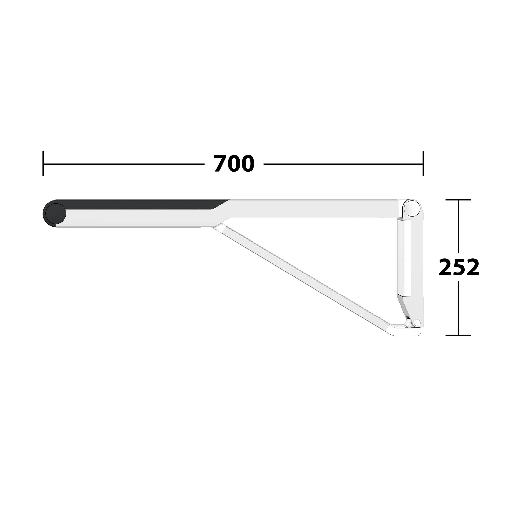 AXESS Stützklappgriff WC 700 mm silber-eloxiert/schwarz