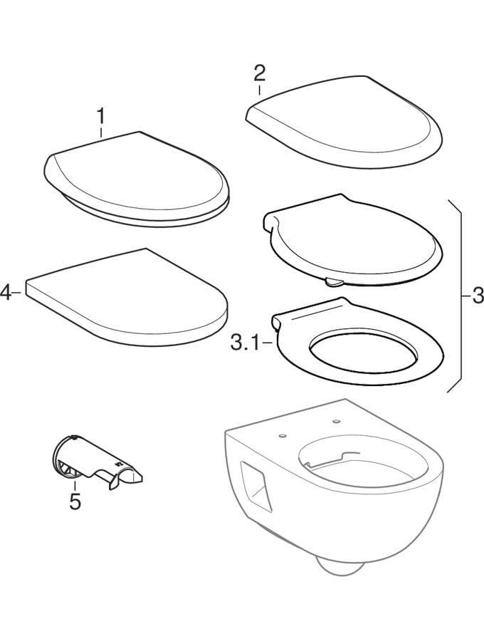 Wand-Tiefspül-WC „Renova Premium“ teilgeschlossene Form