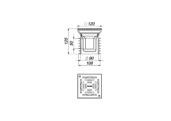 Bodenablauf Pronto K, verschraubt, DN 100, 120 x 120 mm