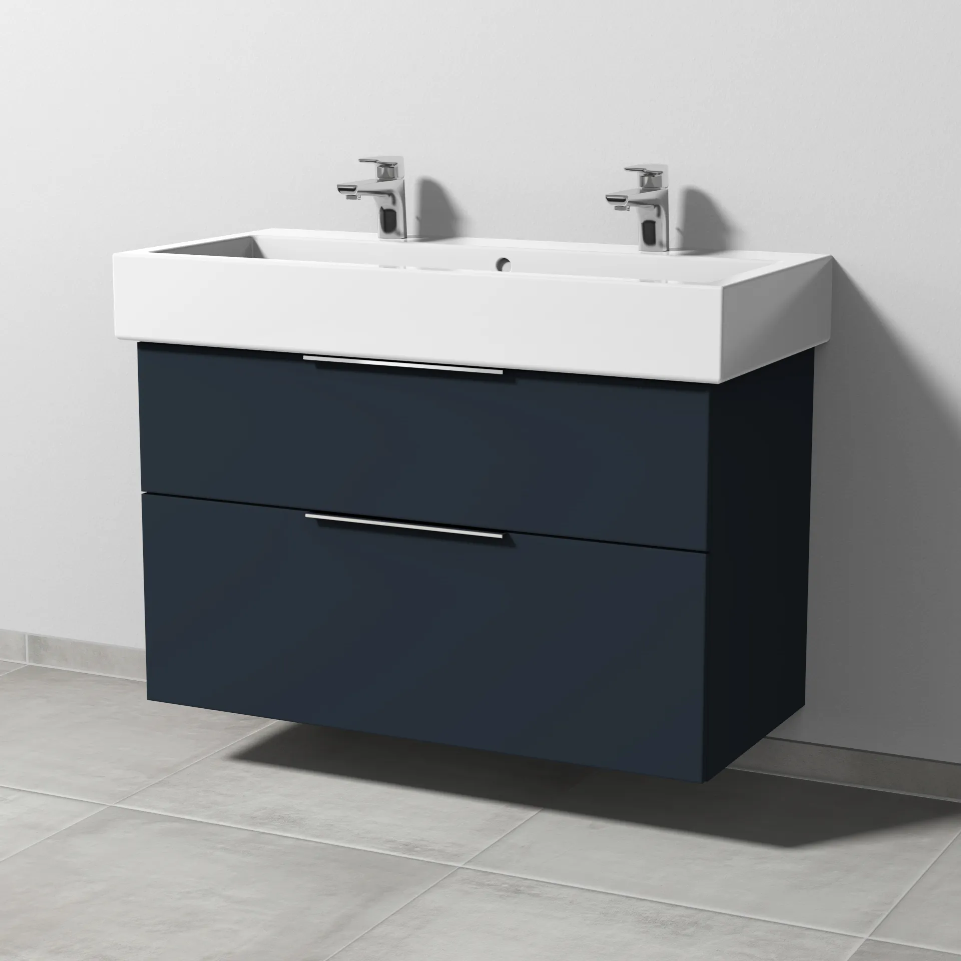 Sanipa Waschtischunterschrank „3way“ passend zu Keramik-Waschtische Vero von Duravit 950 × 593 × 447 mm in Marine (matt)