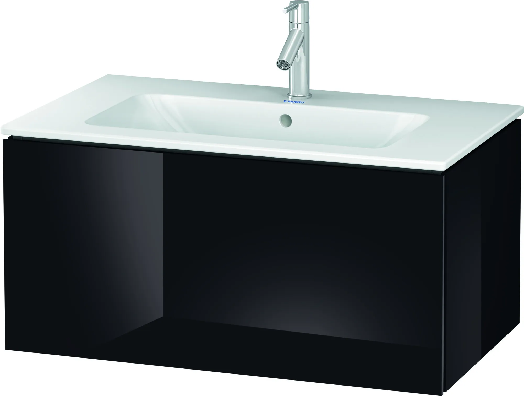 Duravit Waschtischunterschrank wandhängend „L-Cube“ 82 × 40 × 48,1 cm Schwarz Hochglanz