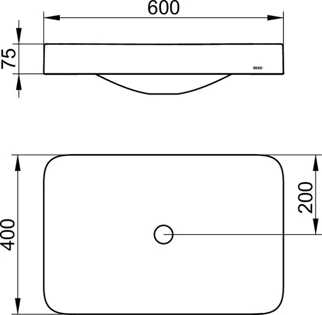 KEUCO Aufsatzwaschtisch „Edition 400“, ohne Hahnlochbohrung in Weiß, 600 × 400 × 75 mm KEUCO Aufsatzwaschtisch „Edition 400“, ohne Hahnlochbohrung in Weiß, 600 × 400 × 75 mm