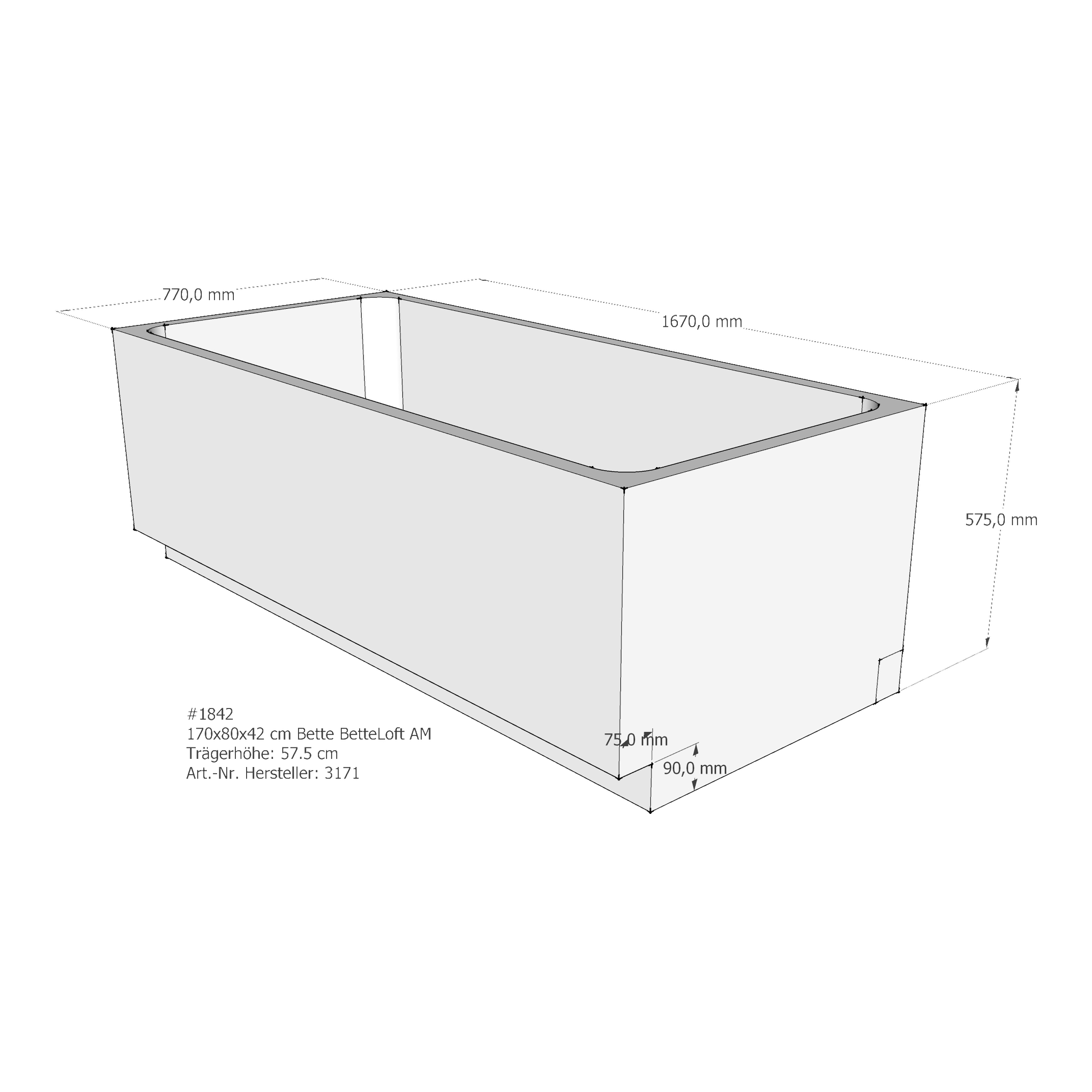 Badewannenträger für Bette Loft 170 × 80 × 42 cm Breite: 80 cm / Länge: 170 cm Badewannenträger für Bette Loft 170 × 80 × 42 cm Breite: 80 cm / Länge: 170 cm