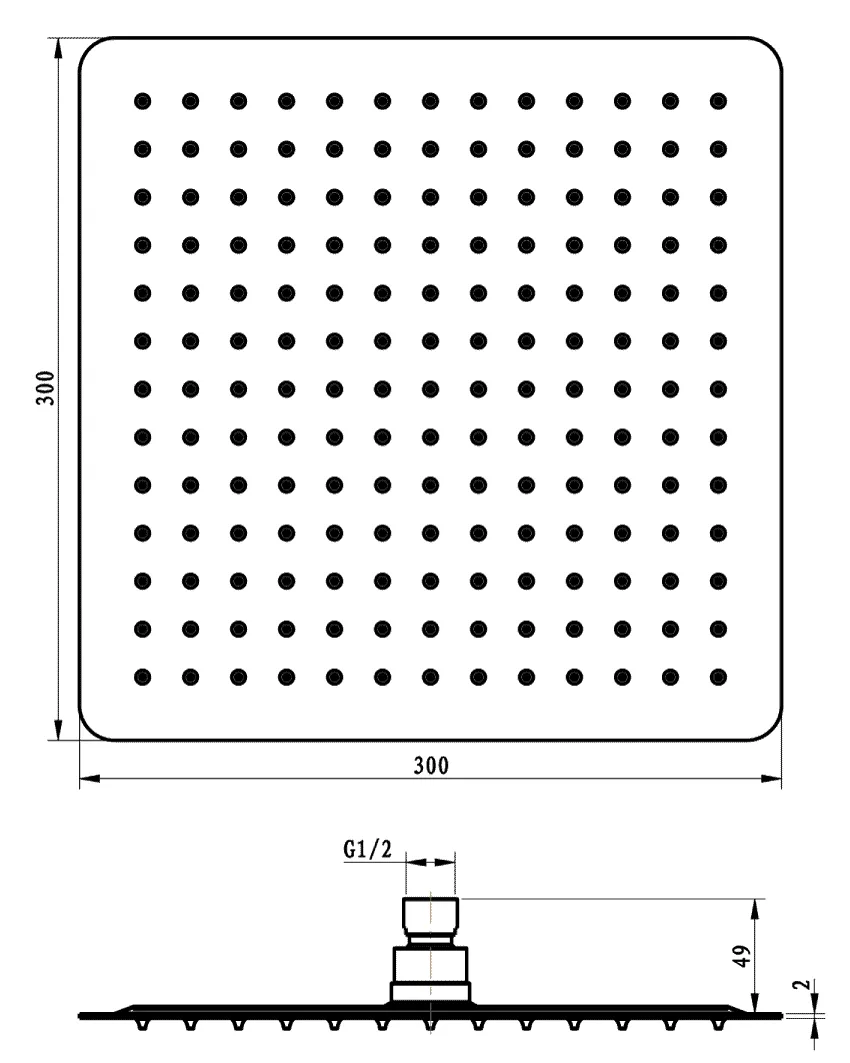 Duschkopf TVC00040230061, quadratisch 30 cm in Chrom Duschkopf TVC00040230061, quadratisch 30 cm in Chrom