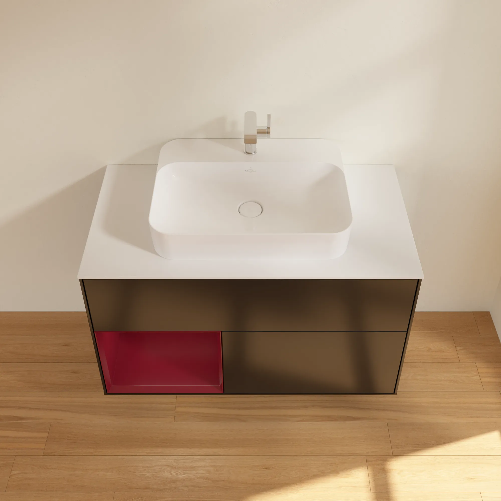 Villeroy & Boch Waschbeckenunterschrank Finion F36, 1000x603x501 mm, Black Matt Lacquer, mit Beleuchtung und Push-to-open Funktion Villeroy & Boch Waschbeckenunterschrank Finion F36, 1000x603x501 mm, Black Matt Lacquer, mit Beleuchtung und Push-to-open Funktion