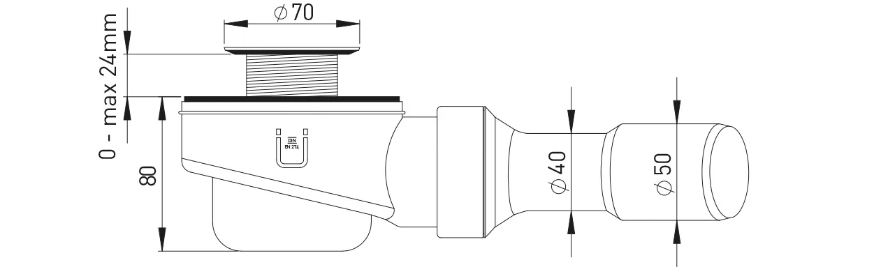 Rohmontageset DW, Abgang 40/50 mm für Duschabläufe mit 52 mm Ablaufloch