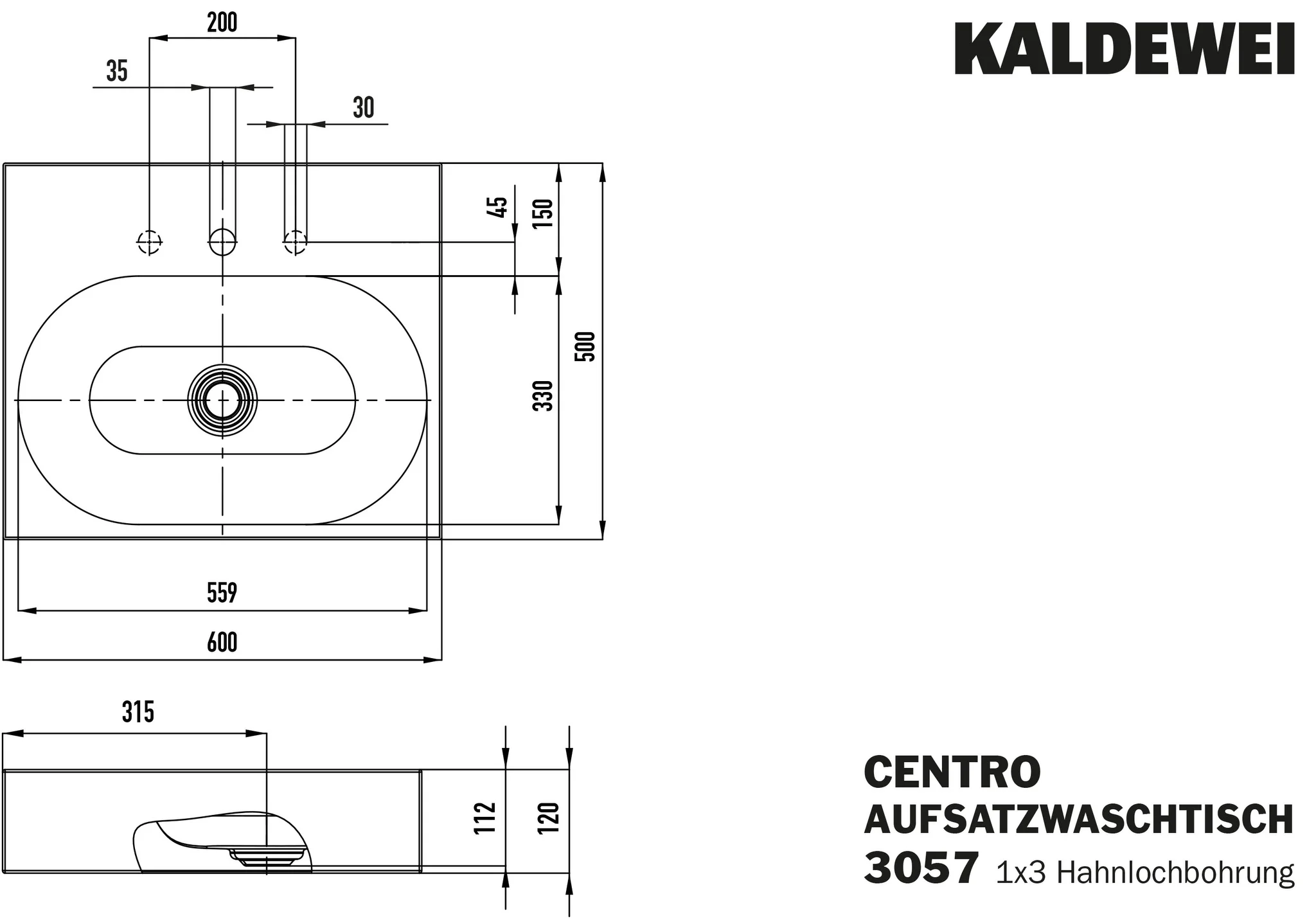 Kaldewei CENTRO Aufsatzwaschtisch, 600x500 mm, Randhöhe 120 mm, cool grey 30, Perl-Effekt, Antidröhn mit 3er Hahnlochbohrung Kaldewei CENTRO Aufsatzwaschtisch, 600x500 mm, Randhöhe 120 mm, cool grey 30, Perl-Effekt, Antidröhn mit 3er Hahnlochbohrung