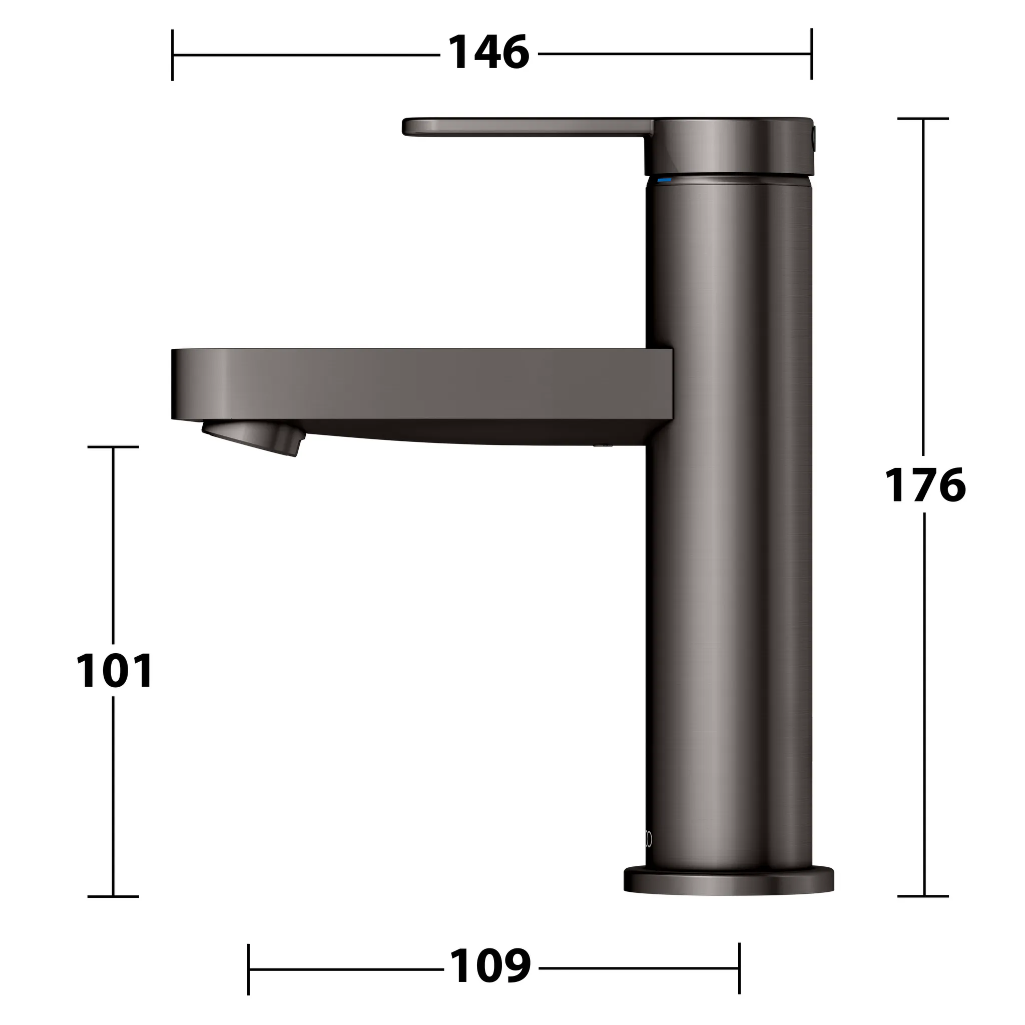 IXMO Einhebel-Waschtischmischer 100 IXMO Flat, Rosette rund Titanschwarz geb.