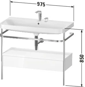 Duravit Waschtischunterschrank c-shaped Set mit Metallkonsole und Schubkasten „Happy D.2 Plus“ 97,5 × 85 × 49 cm Leinen