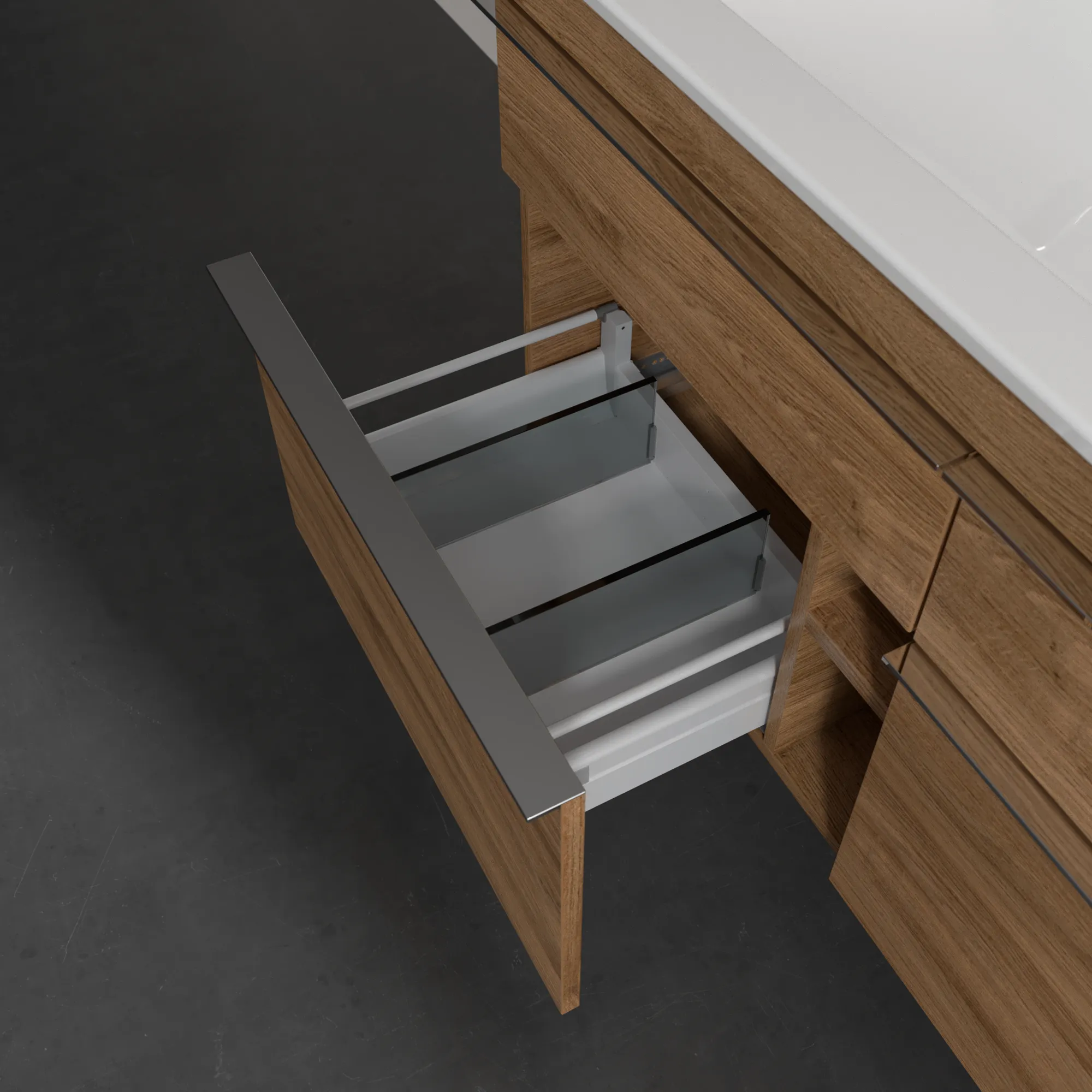 Villeroy & Boch Waschtischunterschrank „Venticello“ für Schrank-Doppelwaschtisch 1153 × 590 × 502 mm Kansas Oak, für Becken mittig