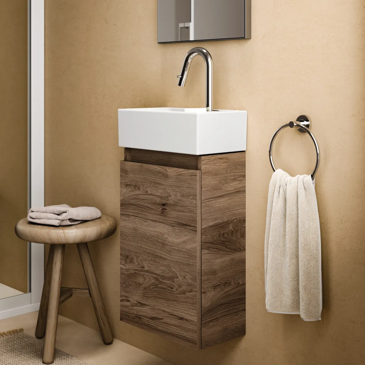 Ideal Standard Waschtischunterschrank „Eurovit+“ 35,4 × 55 × 20,2 cm Nussbaum geflammt Ideal Standard Waschtischunterschrank „Eurovit+“ 35,4 × 55 × 20,2 cm Nussbaum geflammt