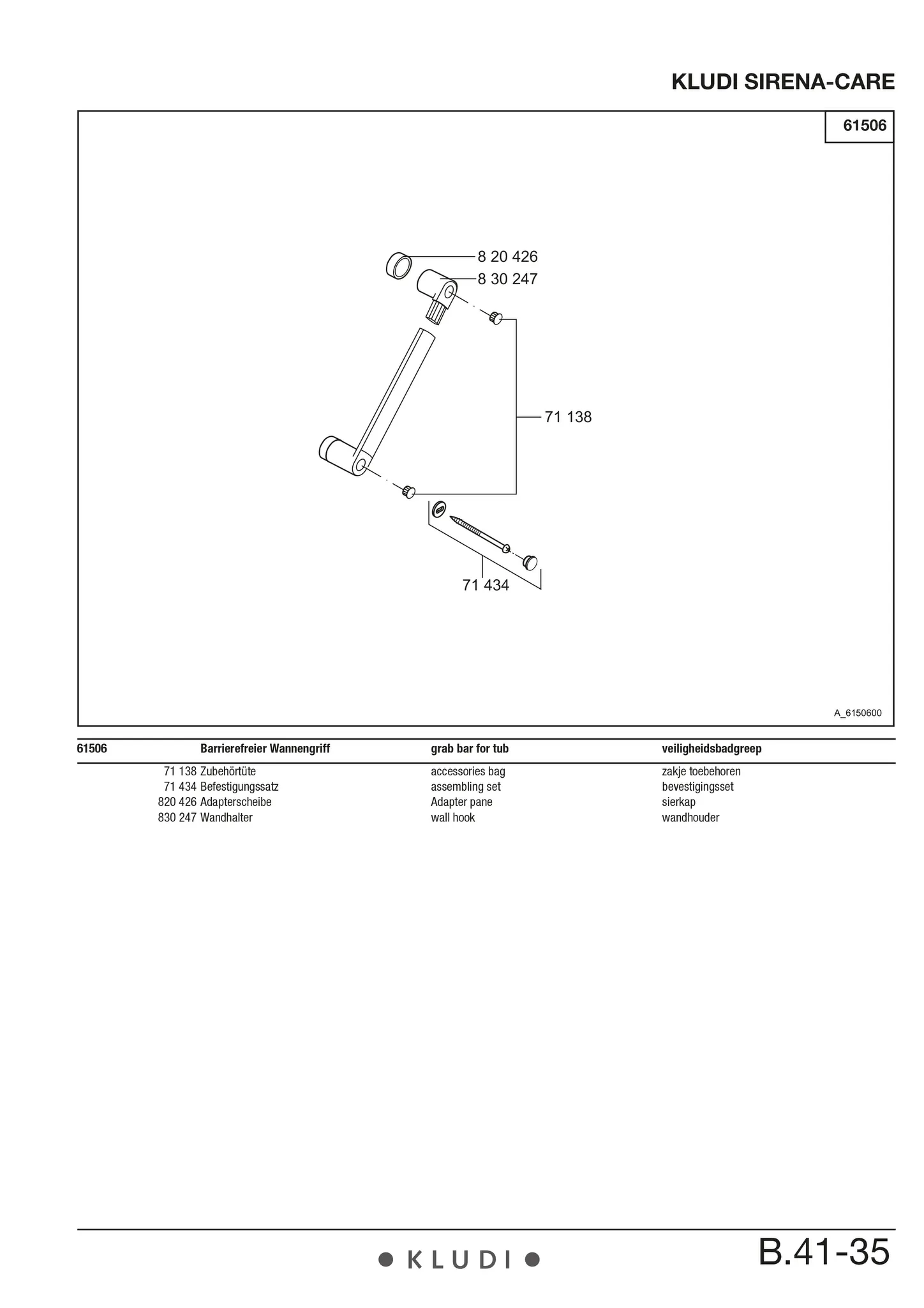 SIRENA CARE Wannengriff L 300mm chrom SIRENA CARE Wannengriff L 300mm chrom