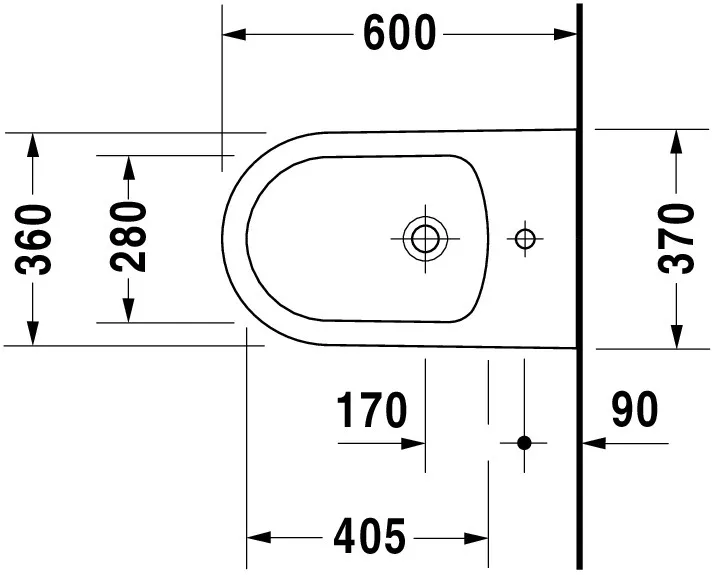 Duravit Stand-Bidet back to wall „ME by Starck“, Befestigung sichtbar 37 × 60 × 40 cm in Weiß Hochglanz