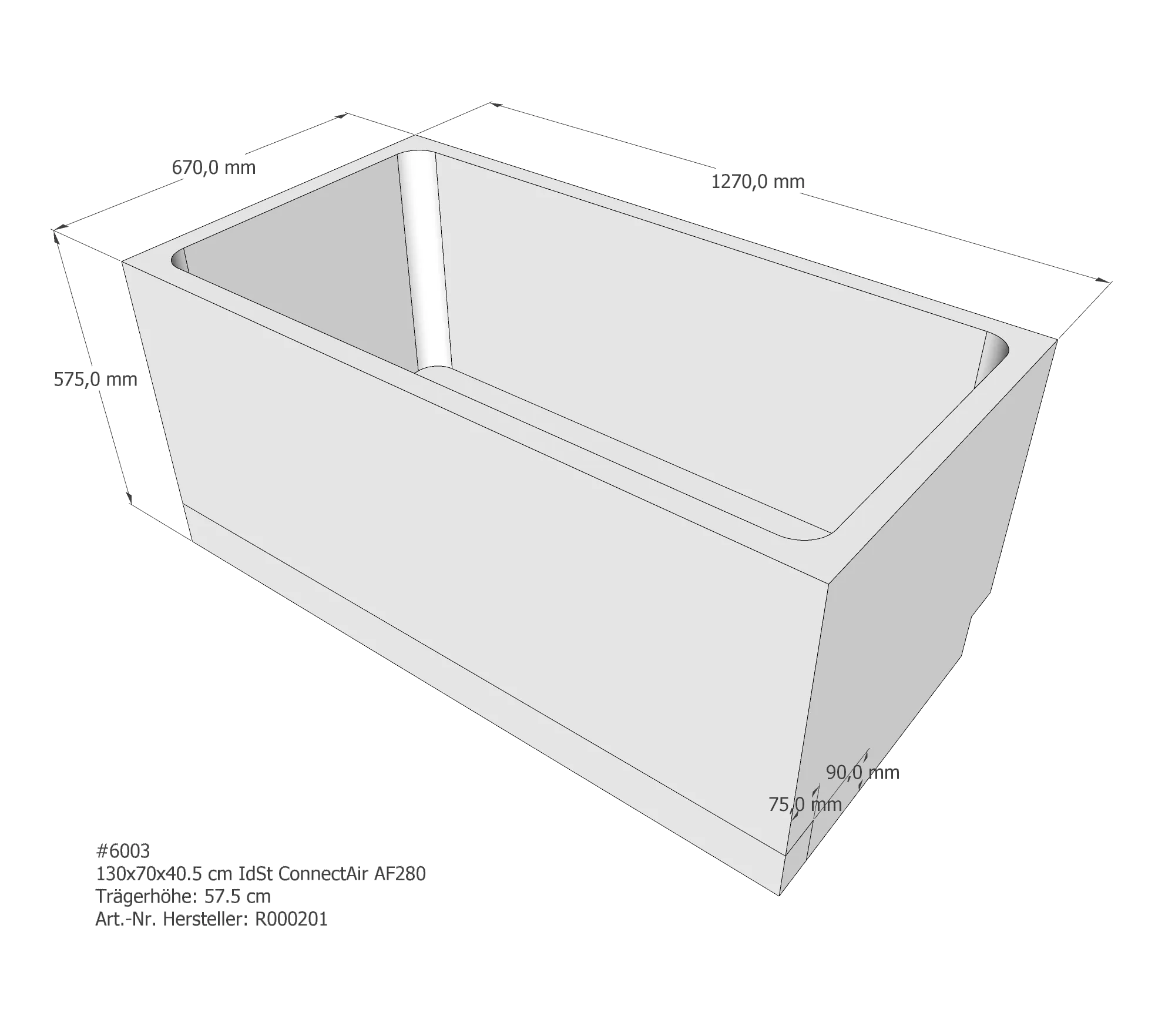 Badewannenträger passend für Ideal Standard Connect-Air 130 × 70 × 40,5 cm Badewannenträger passend für Ideal Standard Connect-Air 130 × 70 × 40,5 cm