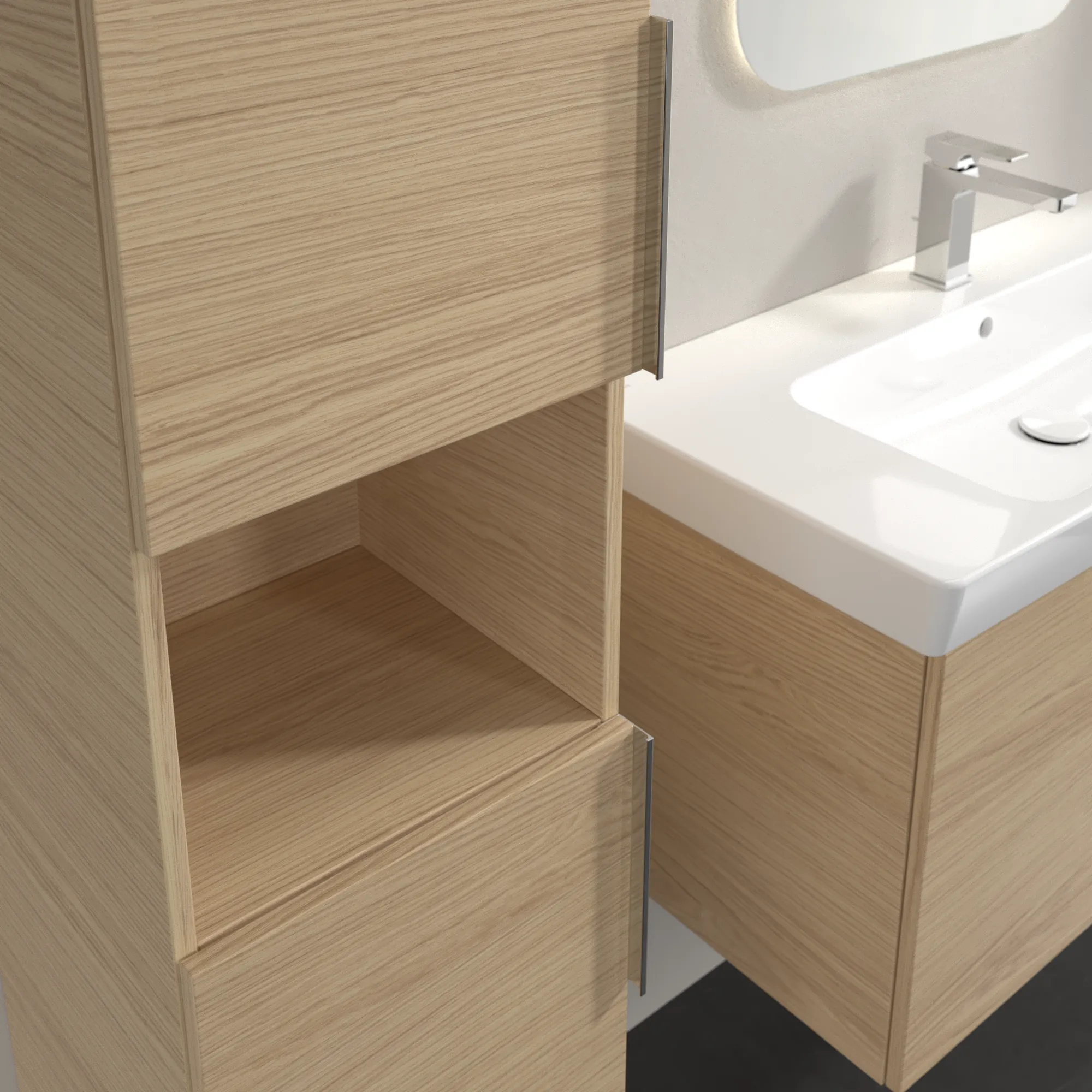 Villeroy & Boch Hochschrank Architectura B89700 Nordic Oak, 350x1400x346mm, 2 Türen, SoftClosing, Wandmontage