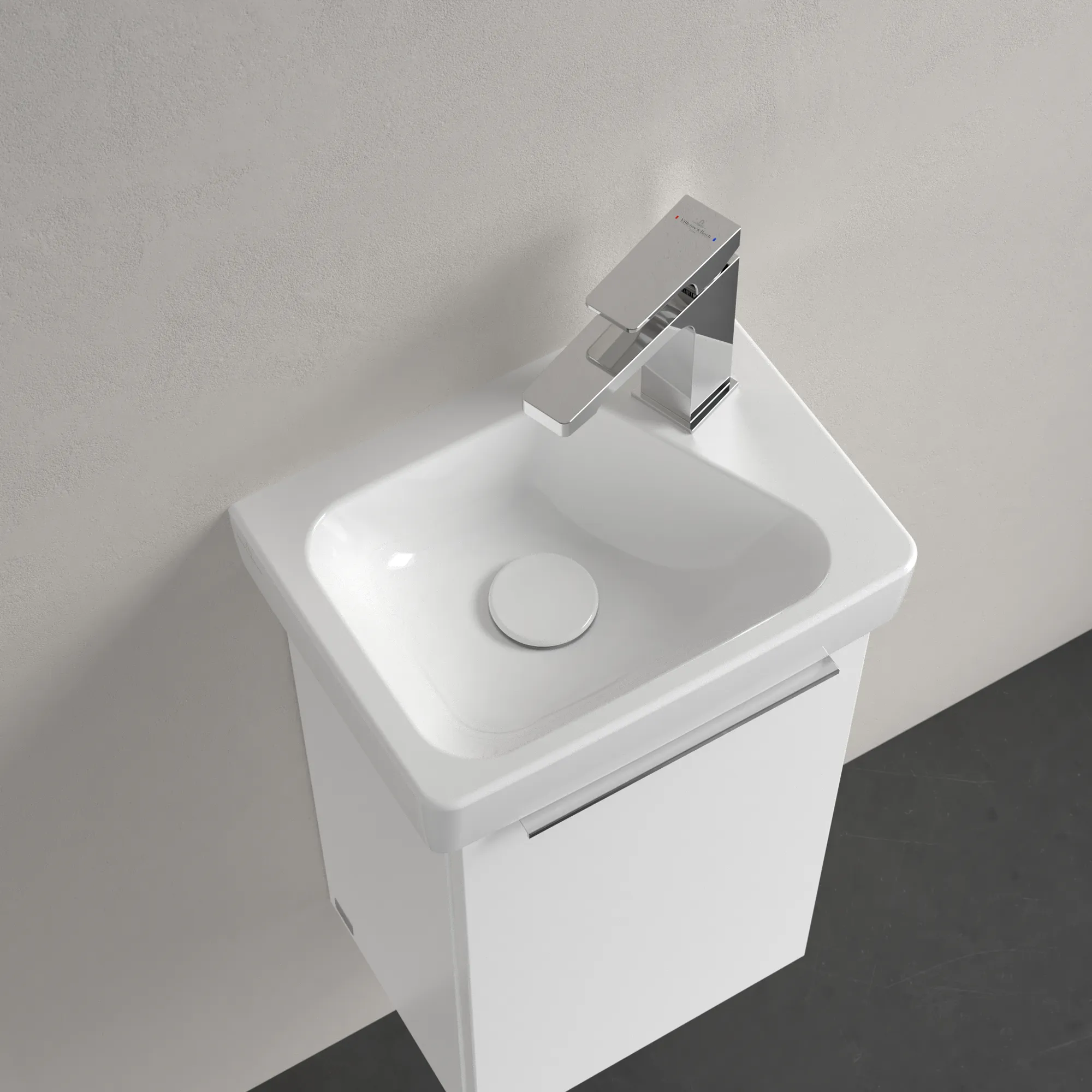 Villeroy & Boch Architectura Handwaschbecken 772-1, 355x260mm, links, Weiß Alpin