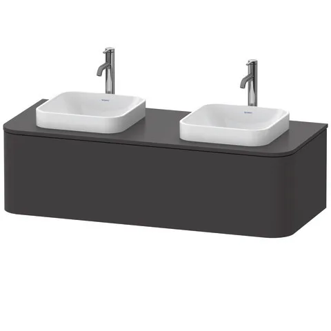 Duravit Waschtischunterschrank wandhängend „Happy D.2 Plus“ 130 × 35,4 × 55 cm Becken: links und rechts / Beleuchtung: ohne / Front- & Korpusfarbe: Graphit Supermatt / Größe: 130 × 55 × 35,4 cm / Oberfläche: Dekor / Schubladen: 1 Duravit Waschtischunterschrank wandhängend „Happy D.2 Plus“ 130 × 35,4 × 55 cm Becken: links und rechts / Beleuchtung: ohne / Front- & Korpusfarbe: Graphit Supermatt / Größe: 130 × 55 × 35,4 cm / Oberfläche: Dekor / Schubladen: 1