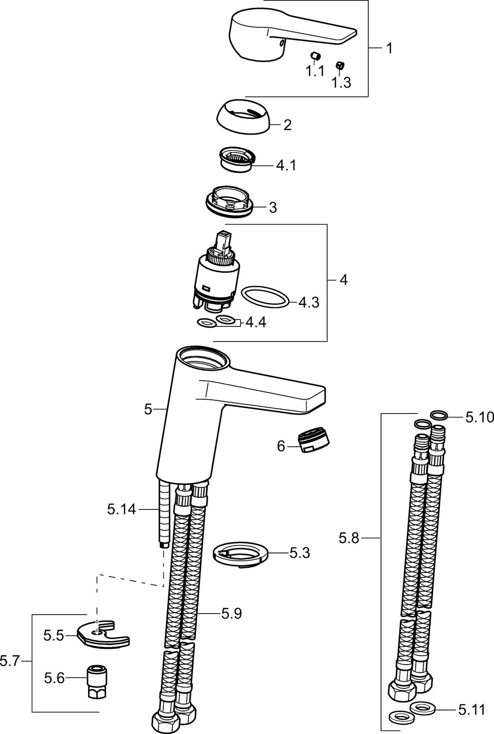 HansaTWIST Waschtischarmatur HansaTWIST XL 0902 Ausladung 123 mm DN15 Chrom