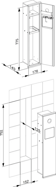 Plan Integral 44976011701 Modul WC 2 Anschlag links 176 x 775 x 143 mm verchromt/Aluminium silber