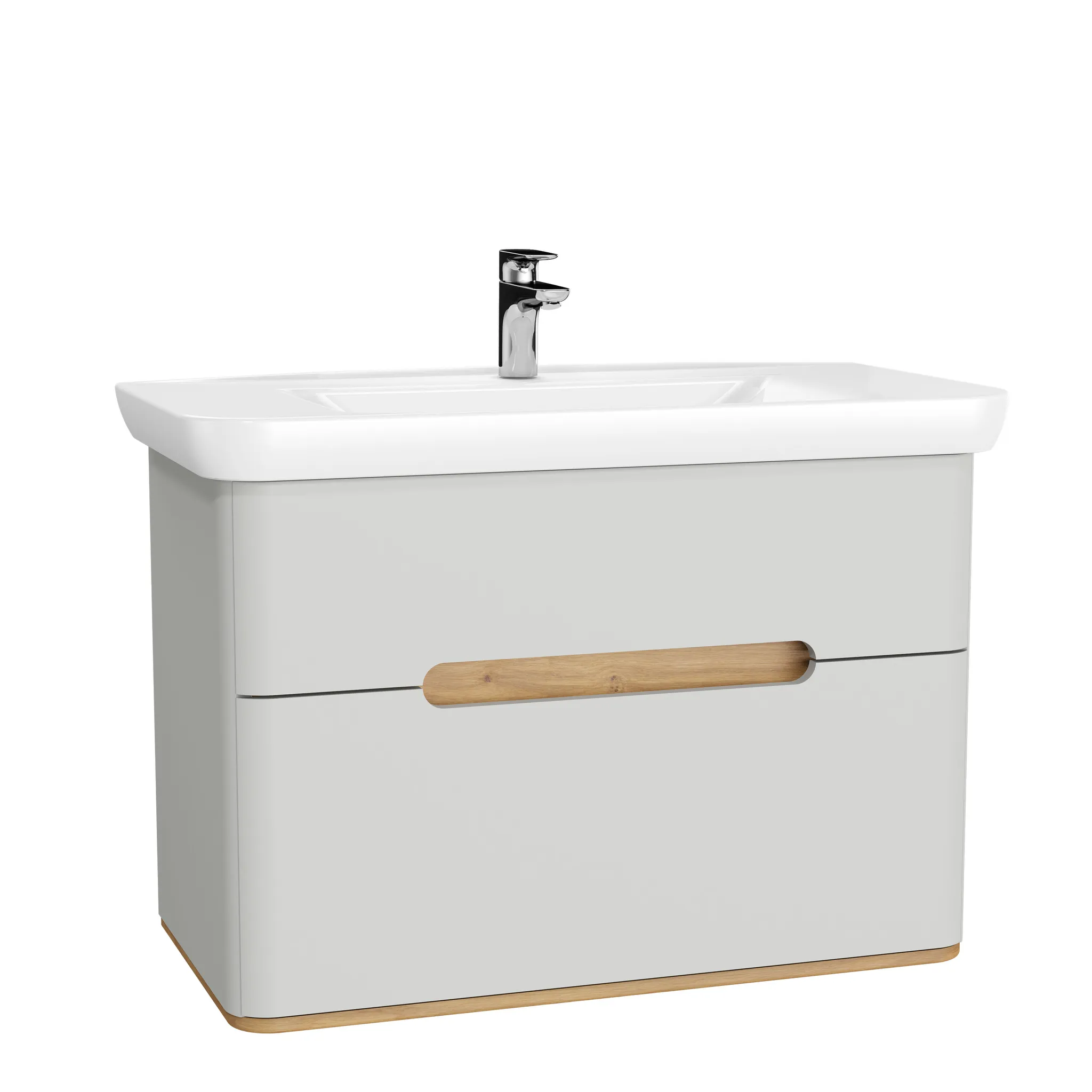 VitrA Sento Set 98 cm Waschtisch + Unterschrank 2 Laden Hellgrau Matt