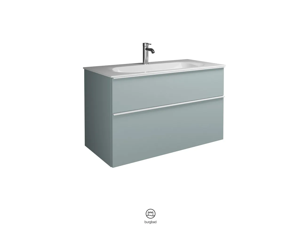 burgbad Badmöbelset „Fiumo“ 1060 × 650 mm Griff, Chrom (230 mm), in Weiß Matt