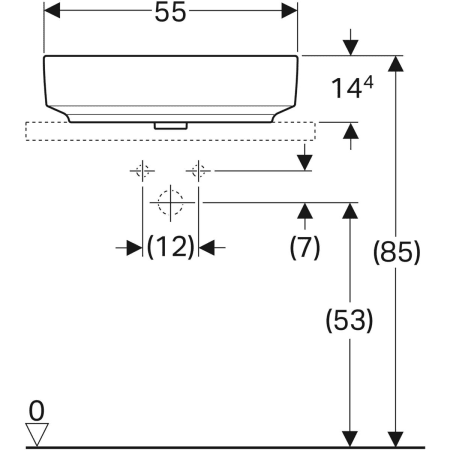 Aufsatzwaschtisch „Variform“ 55 × 40 cm in weiß alpin Aufsatzwaschtisch „Variform“ 55 × 40 cm in weiß alpin