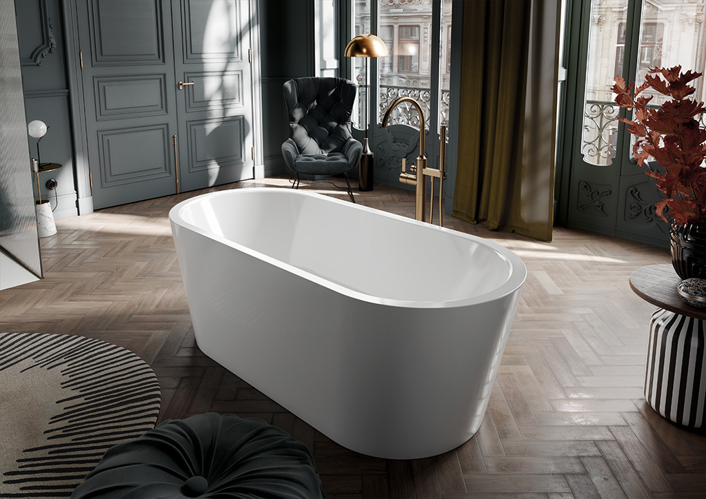 Kaldewei Badewanne vormontiert „Classic Duo Oval“ vormontiert freistehend oval 170 × 75 cm in 