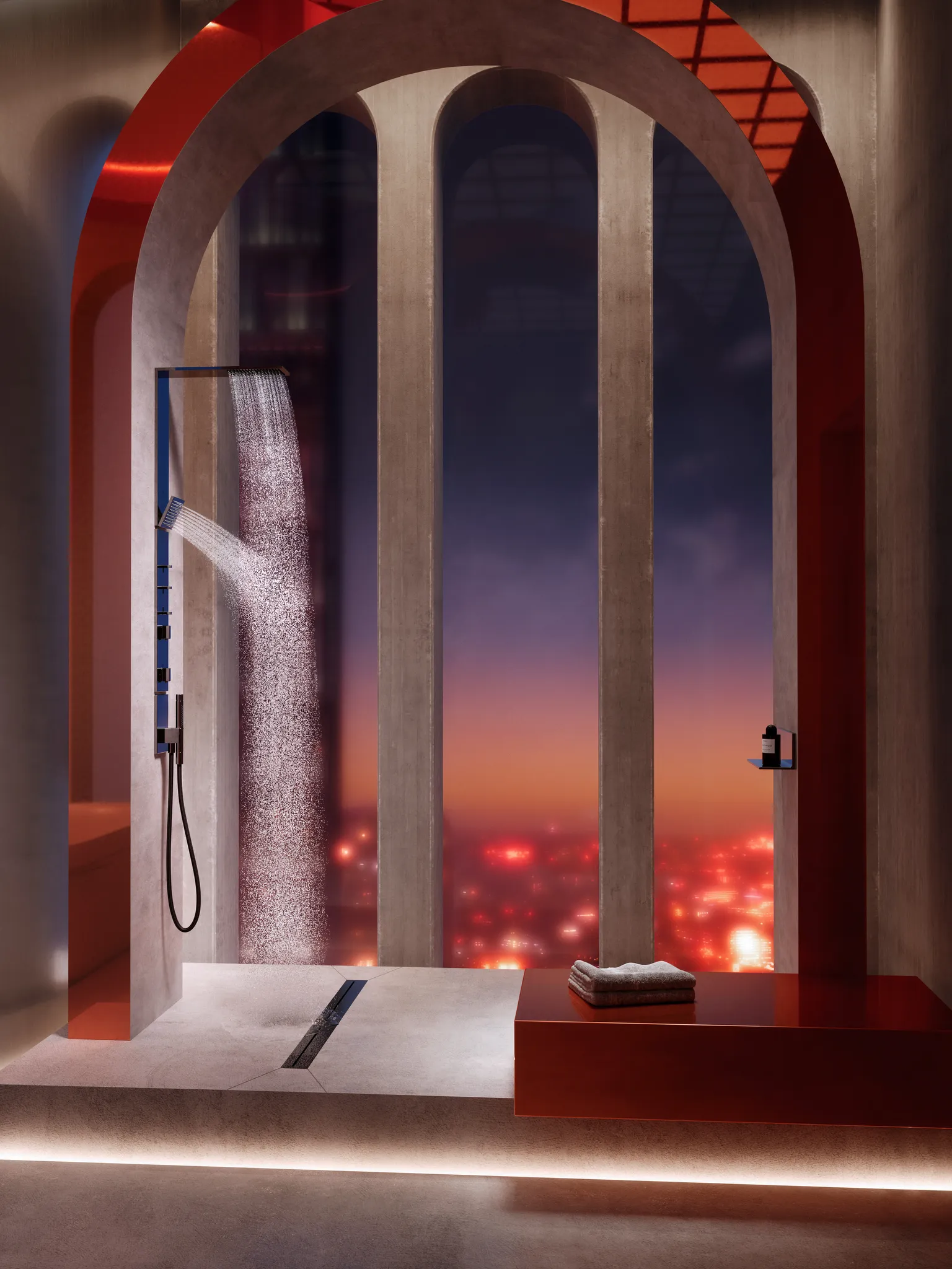 AXOR ShowerComposition Duschpaneel mit Thermostat, Kopfbrause 110/220 1jet und Schulterbrause Chrom