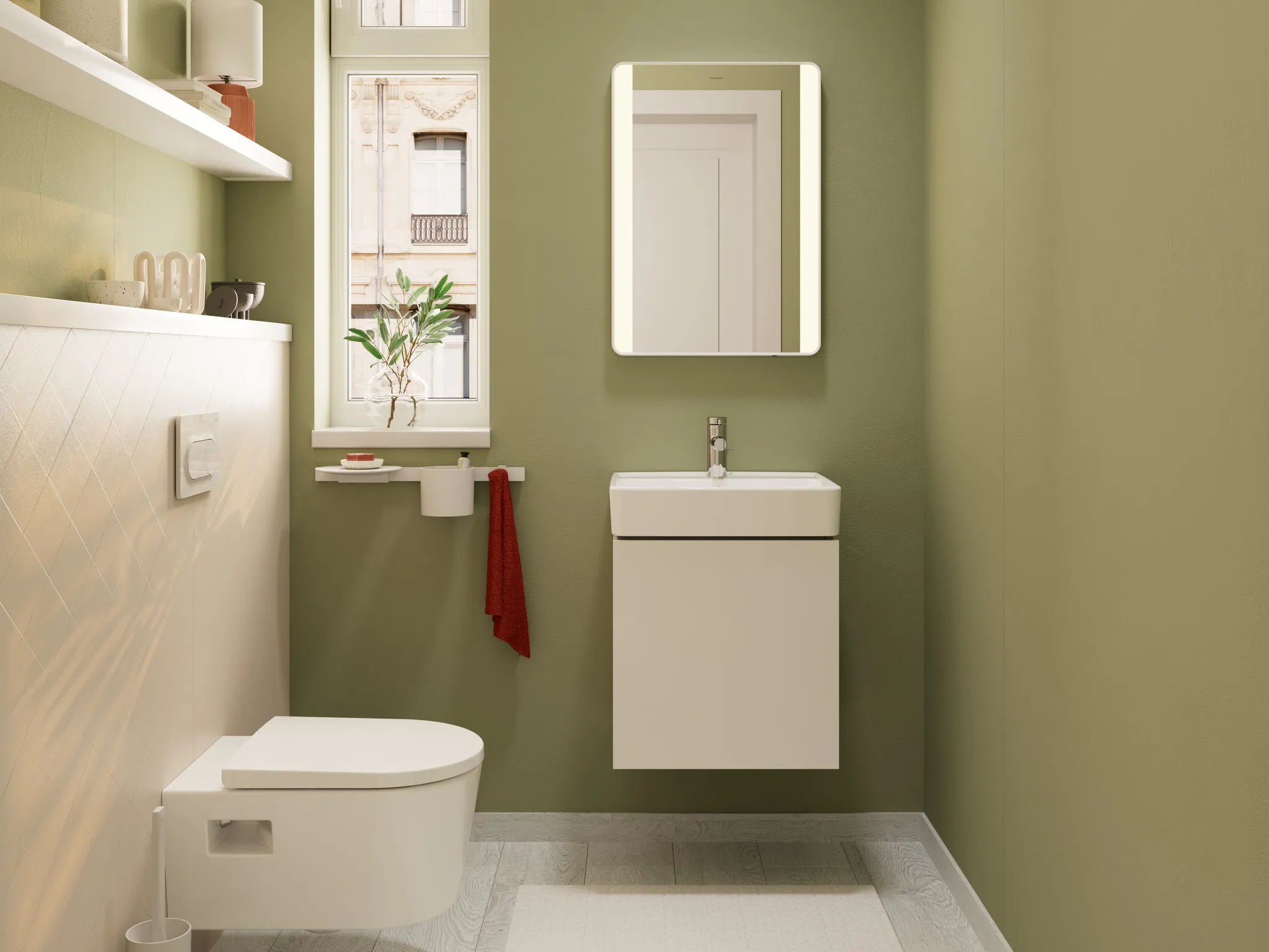 Hansgrohe Xarita Lite Q Spiegel mit seitlicher LED-Beleuchtung, 500⁄700⁄30, Mattweiß