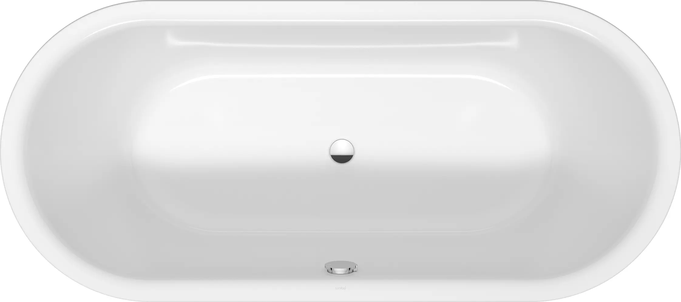 Badundu Badewanne oval 1800 × 800 mm, Mittelablauf