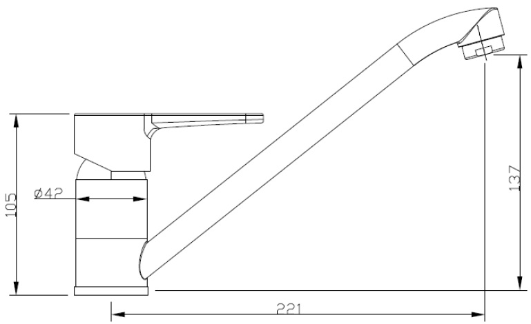 Spültisch-Einhandbatterie AqvaBasic III - schwenkbarer Auslauf - Kartusche mit keramischen Dichtscheiben - Heißwassersperre - Wassermengendurchflussregulierung - flexible Druckschläuche 3/8“, DVGW W270 - P-IX 28647/IA - chrom