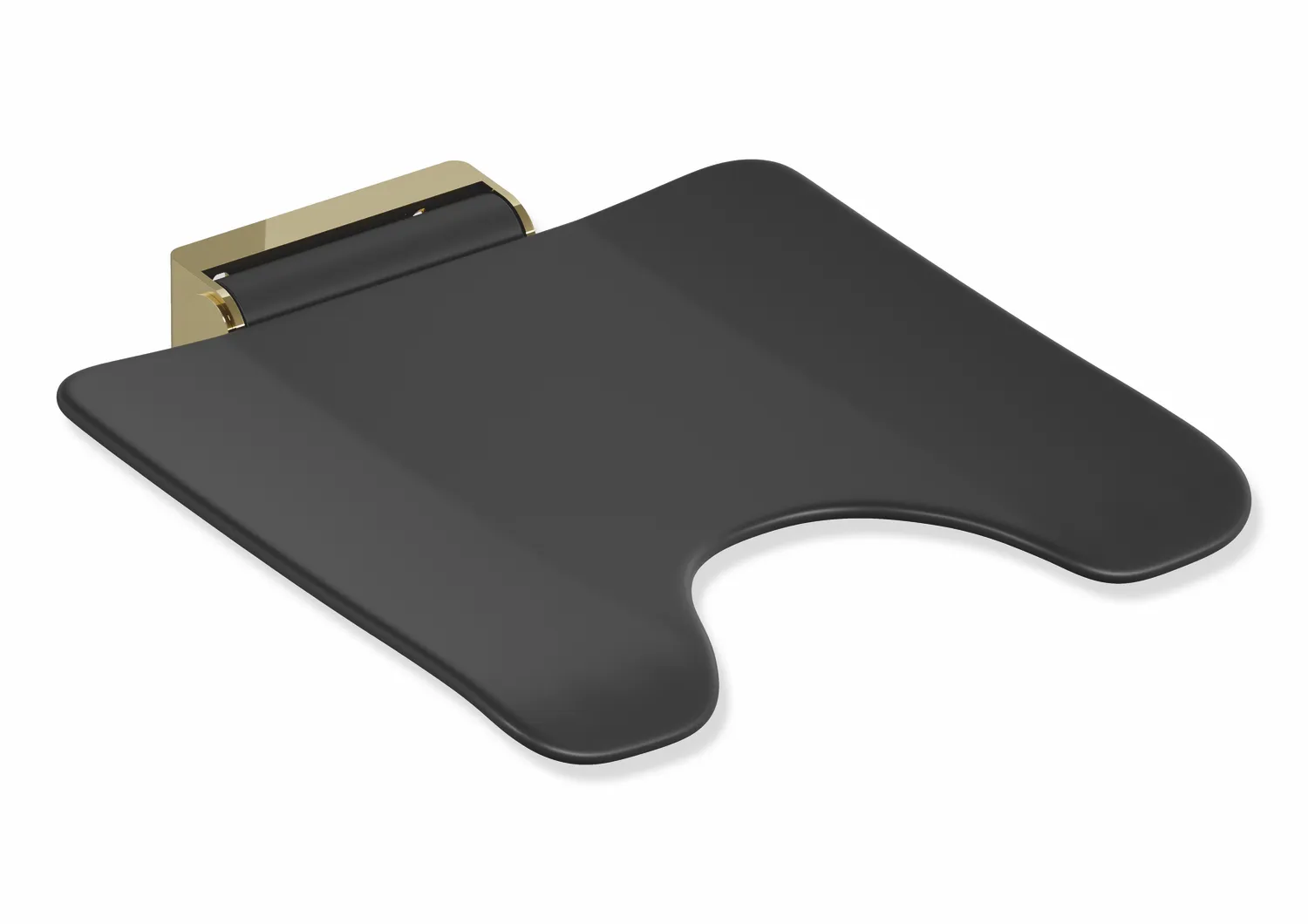 Mobiler Klappsitz des Systems 900, Konsole Edelstahl, PVD, Sitzfläche mit Hygieneausschnitt aus Kunststoff, schwarz, Sitzfläche 450 mm breit, 450 mm tief, zum Nachrüsten auf Montageplatte 900.51.00160, in Farbe CK (Messing glänzend) Mobiler Klappsitz des Systems 900, Konsole Edelstahl, PVD, Sitzfläche mit Hygieneausschnitt aus Kunststoff, schwarz, Sitzfläche 450 mm breit, 450 mm tief, zum Nachrüsten auf Montageplatte 900.51.00160, in Farbe CK (Messing glänzend)