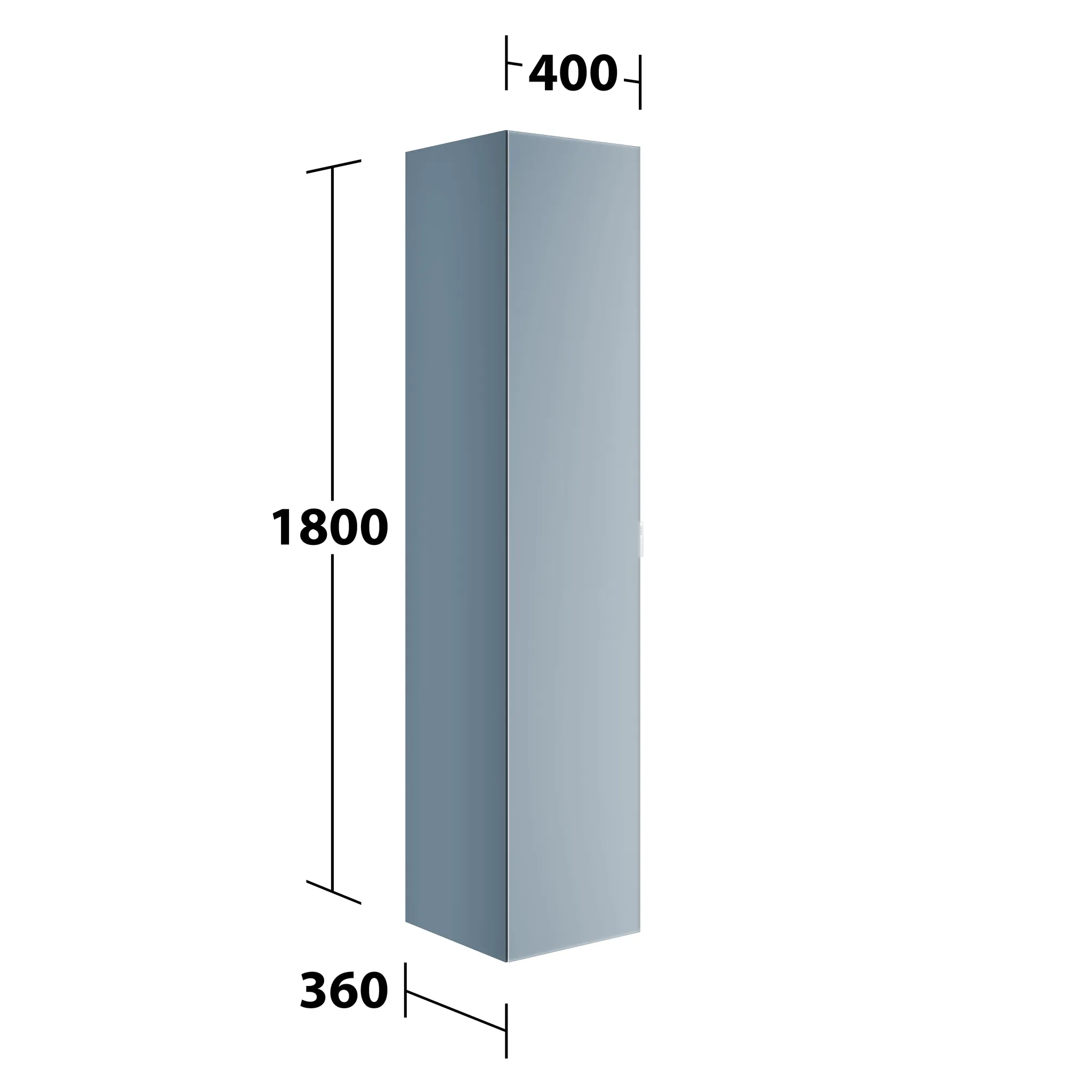KEUCO Hochschrank „Edition 11 Art“ Blue Satin (Glas, satiniert), Blue Satin (Lack, seidenmatt), Anschlag links 400 × 1800 × 360 mm