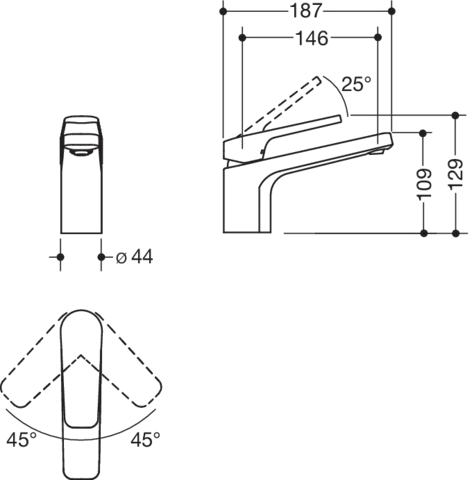 Einhand-Waschtischmischer „System-Armaturen“ Ausladung 187 mm Einhand-Waschtischmischer „System-Armaturen“ Ausladung 187 mm