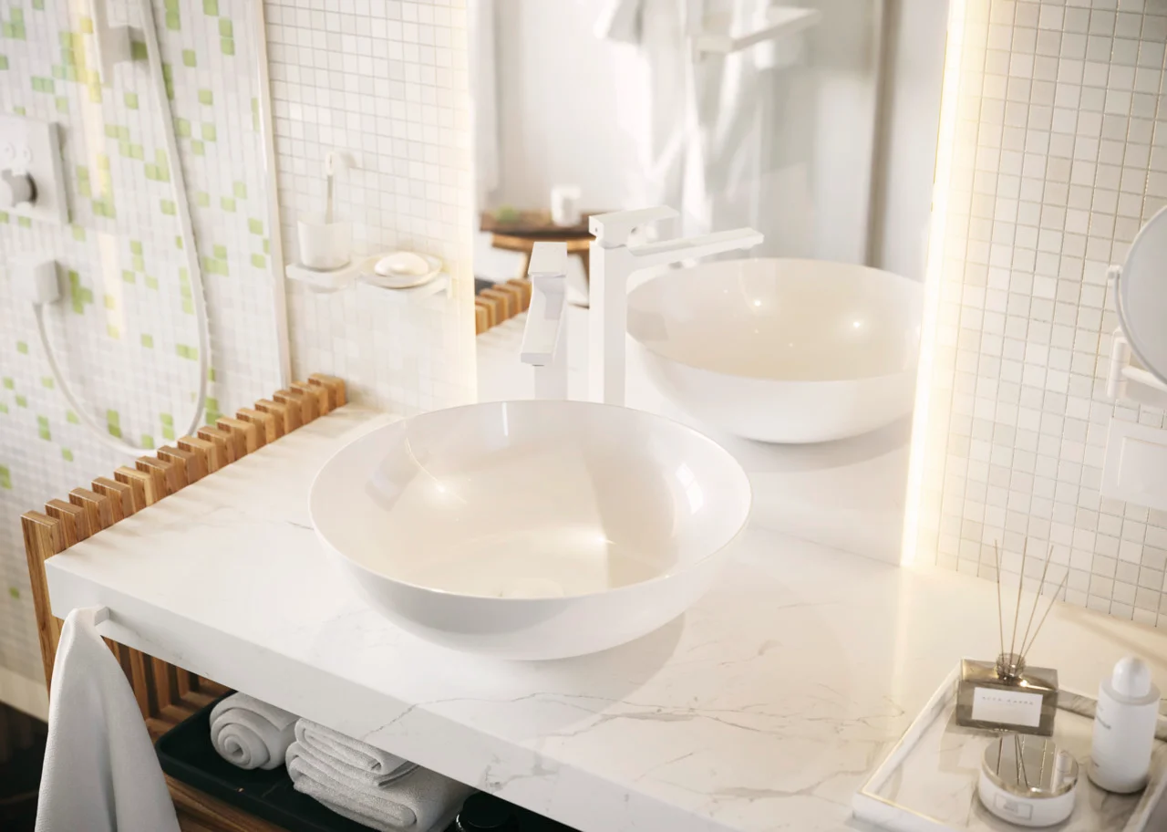 Hansgrohe AddStoris Q Duschtürgriff mattweiß, Länge 398 mm, verdeckte Befestigung