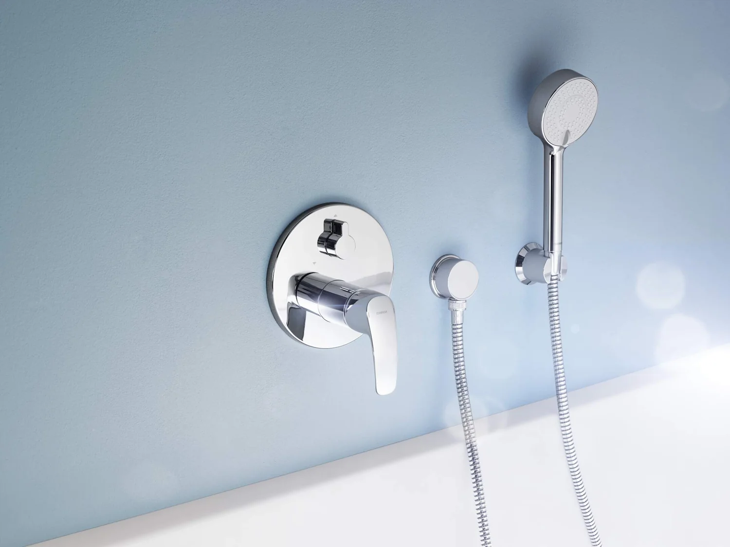 HansaPINTO Wannen- und Brausearmatur Einhebelmischer Fertigmontageset für Wanne/Brause HansaPINTO 8526 Rosette rund Chrom