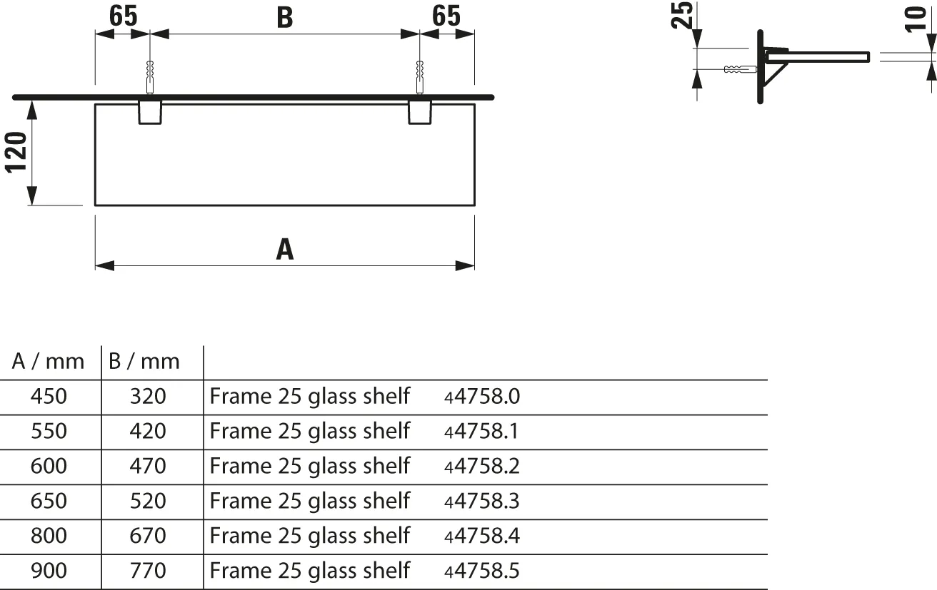 Laufen Glasablage FRAME 25 120x450x10 mit 2 Wandbefestigungen silbereloxiert Laufen Glasablage FRAME 25 120x450x10 mit 2 Wandbefestigungen silbereloxiert