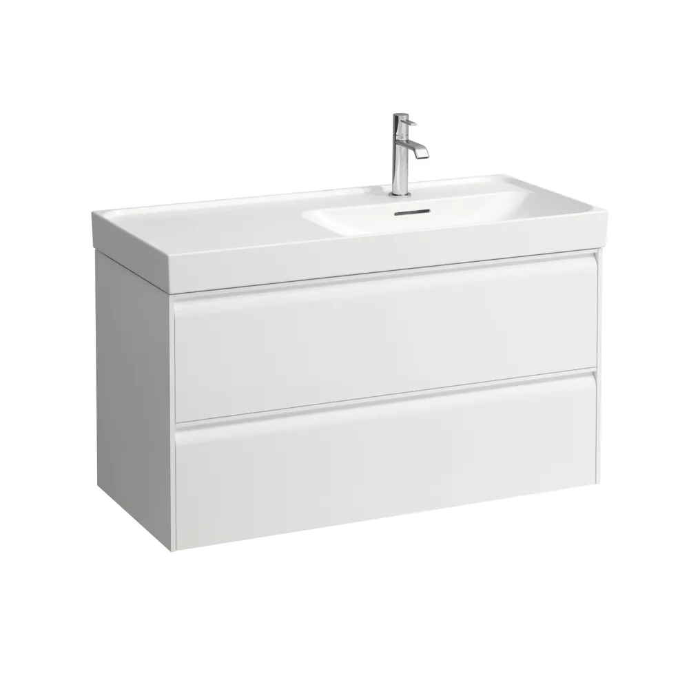 Waschtischunterbau MEDA 448x984x515 2 Schubladen integrierte Griffleiste für Waschtisch H817117 weiß matt