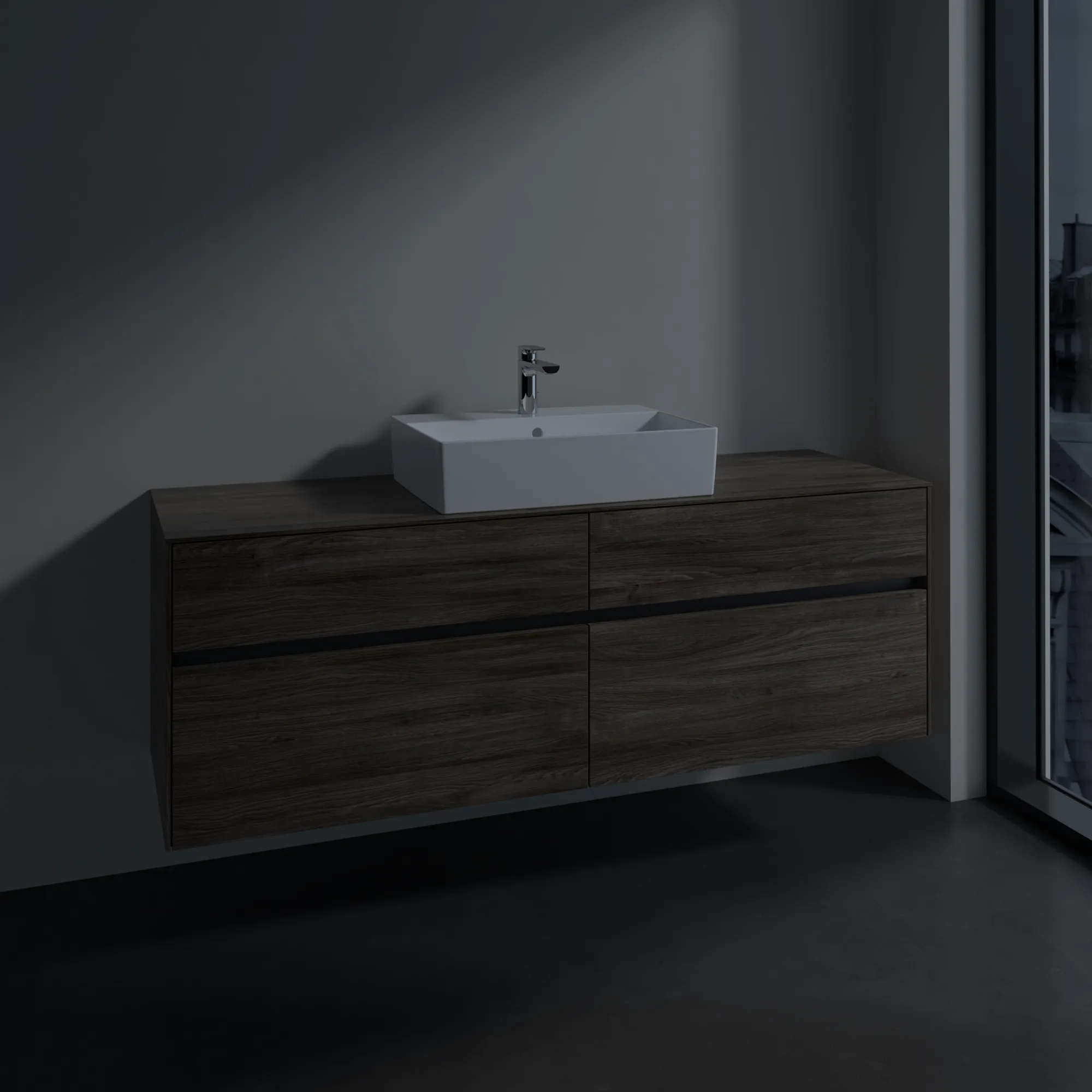 Villeroy & Boch Waschtischunterschrank „Collaro“ 1600 × 548 × 500 mm Stone Oak, ohne Beleuchtung, für Becken mittig Villeroy & Boch Waschtischunterschrank „Collaro“ 1600 × 548 × 500 mm Stone Oak, ohne Beleuchtung, für Becken mittig