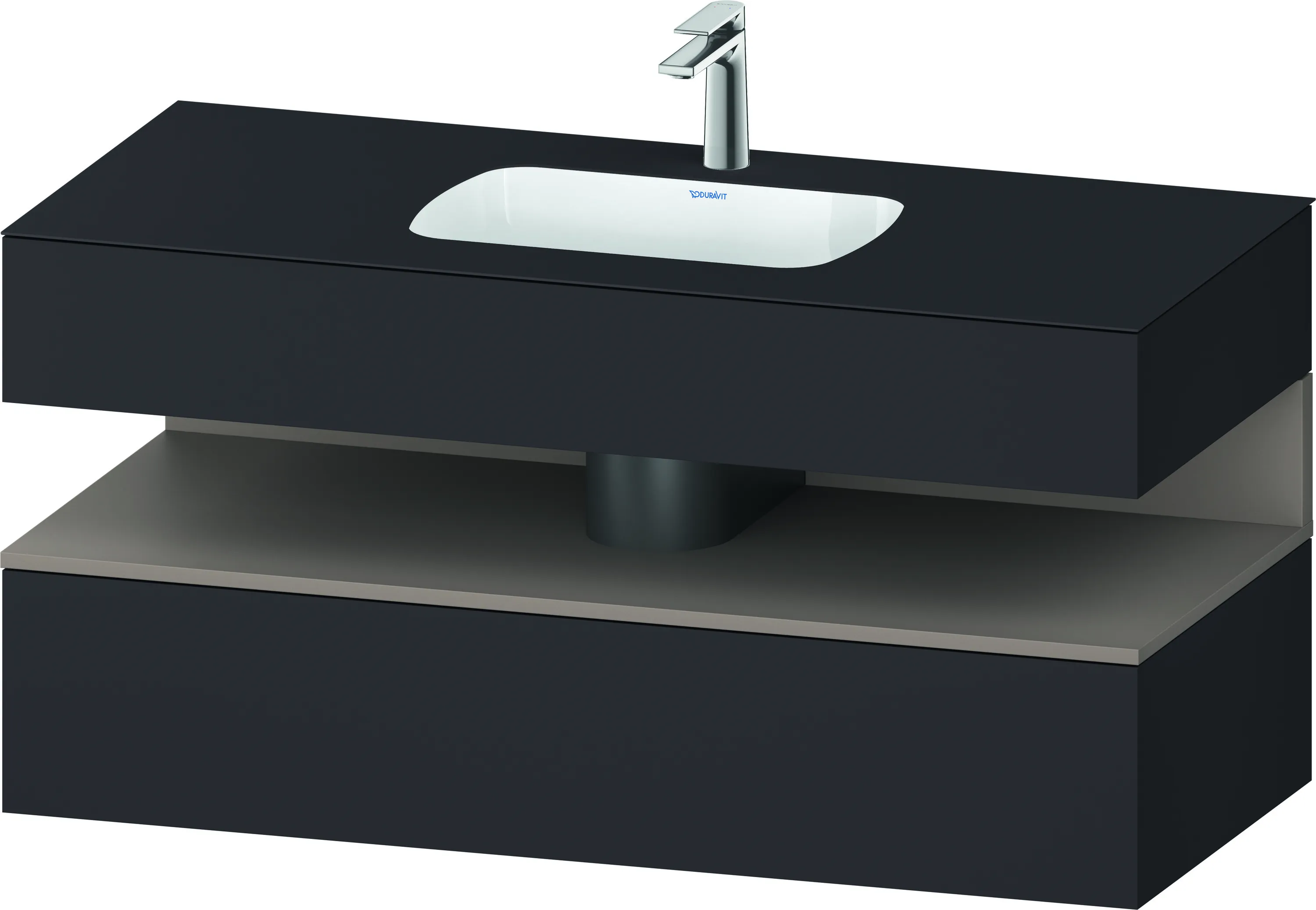 Einbauwaschtisch mit Konsolenwaschtischunterbau „Qatego“ 120 × 55 × 60 cm, ohne Beleuchtung