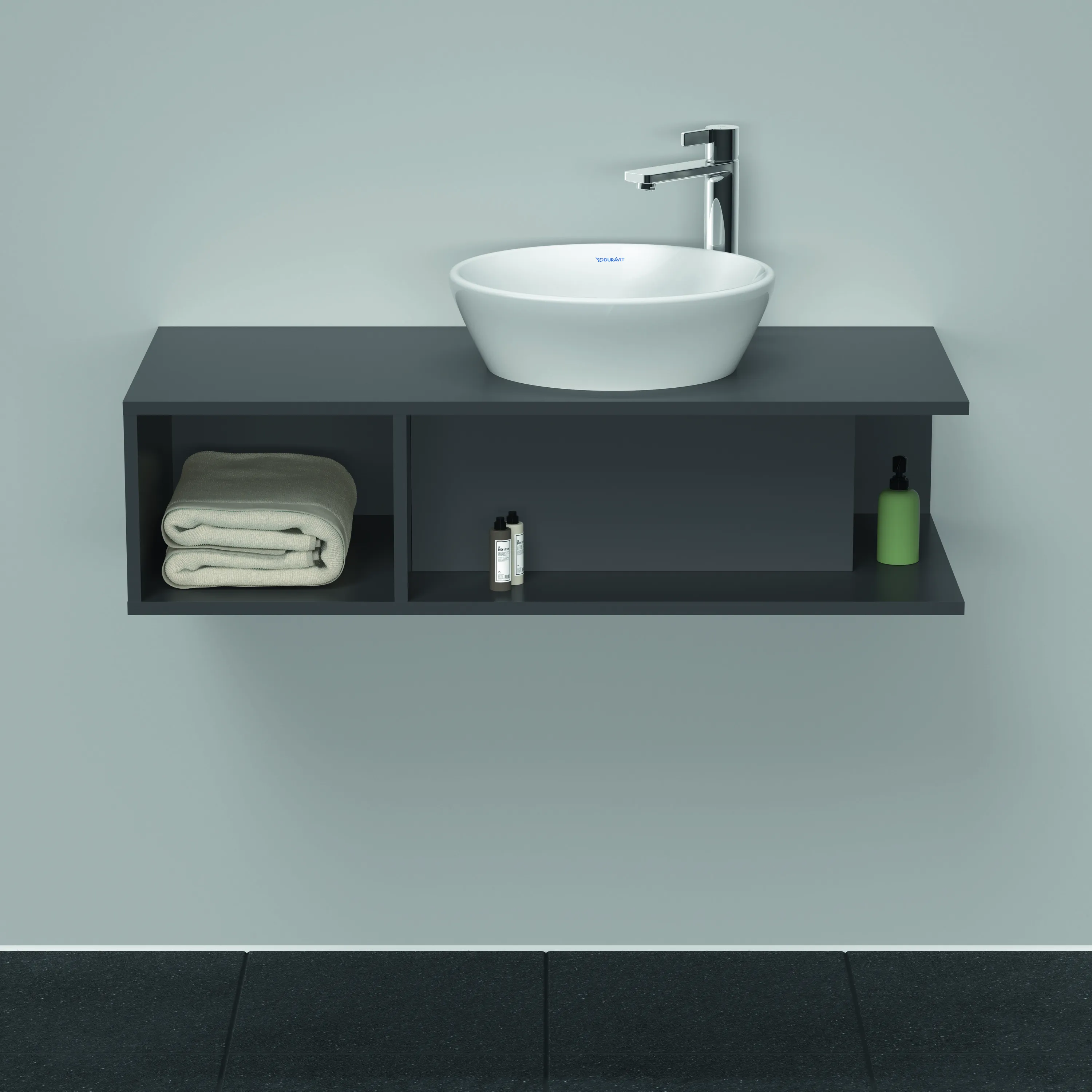 Duravit Waschtischunterschrank wandhängend „D-Neo“ 100 × 26 × 48 cm Graphit Matt